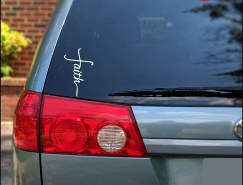 Faith Cross Decal Vinyl White Sticker for Cars | Trucks Vans SUVs Walls Windows Glass Laptops Notebooks MacBook 6''H x 3''W WALES - 116, Clear,white in Saudi Arabia