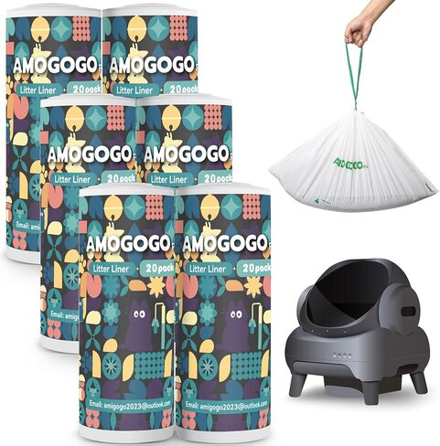 40 Pack Litter Box Liner Bags Compatible with Neakasa M1 Open-Top Self-Cleaning Cat Litter Box, Heavy Duty Replacement Waste Bags, Drawstring Leak-proof Cat Litter Trash Bags in Kuwait