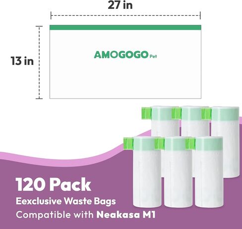 40 Pack Litter Box Liner Bags Compatible with Neakasa M1 Open-Top Self-Cleaning Cat Litter Box, Heavy Duty Replacement Waste Bags, Drawstring Leak-proof Cat Litter Trash Bags in Kuwait