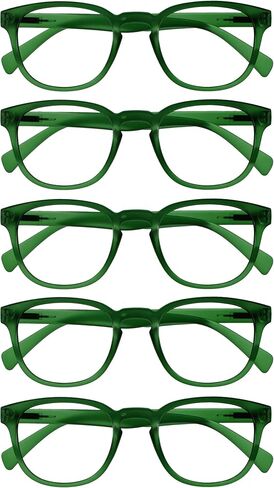 OPULIZE Pop 5 Pack Retro Round Black Blue Pink Purple Green Grey Mens Womens Reading Glasses Spring Hinges RRRRR2 in Saudi Arabia