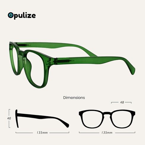 OPULIZE Pop 5 Pack Retro Round Black Blue Pink Purple Green Grey Mens Womens Reading Glasses Spring Hinges RRRRR2 in Saudi Arabia
