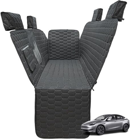 Dog Seat Covers for Tesla Model Y Back Seat Cover for Kids, Heavy Duty Bench Seat Cover with Headrest for Model Y, Non Slip Waterproof Custom Fit Back Seat Covers for Tesla Model Y in Saudi Arabia