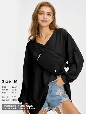 قمصان نسائية للخريف بأكمام طويلة من EXLURA برقبة على شكل V ملابس علوية غير رسمية للحمل بلوفر بيبي دول فضفاض بلوزات تونيك أنيقة ملابس 2024 in Kuwait