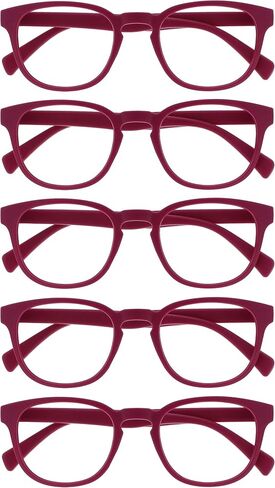 OPULIZE Pop 5 Pack Retro Round Black Blue Pink Purple Green Grey Mens Womens Reading Glasses Spring Hinges RRRRR2 in Saudi Arabia
