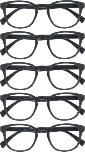 OPULIZE Pop 5 Pack Retro Round Black Blue Pink Purple Green Grey Mens Womens Reading Glasses Spring Hinges RRRRR2 in Saudi Arabia
