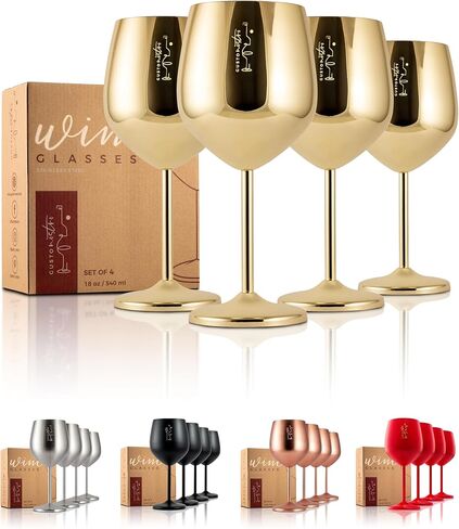 Gusto Nostro Crystal Wine Glasses Set of 4, 22 Oz Long Stem Modern Wine Glasses for White and Red Wine, Dishwasher Safe, Fancy, Elegant, Large and Tall Wine Glass for Wedding Christmas Anniversary in Saudi Arabia