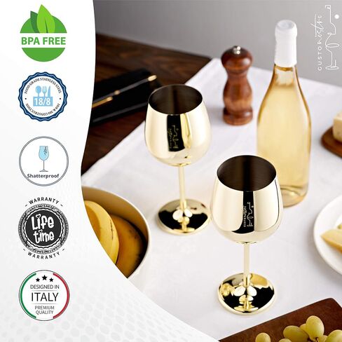 Gusto Nostro Crystal Wine Glasses Set of 4, 22 Oz Long Stem Modern Wine Glasses for White and Red Wine, Dishwasher Safe, Fancy, Elegant, Large and Tall Wine Glass for Wedding Christmas Anniversary in Saudi Arabia