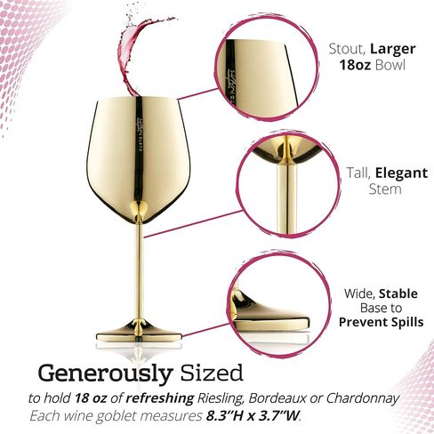 Gusto Nostro Crystal Wine Glasses Set of 4, 22 Oz Long Stem Modern Wine Glasses for White and Red Wine, Dishwasher Safe, Fancy, Elegant, Large and Tall Wine Glass for Wedding Christmas Anniversary in Saudi Arabia