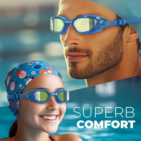 Whale Swim Goggles Adult Swim Goggles Anti Fog Swimming Goggles Wear Comfortable Polarizing Swim Goggles Adult Women(White) in Saudi Arabia