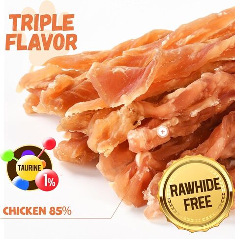 Dog Jerky Treats, Triple Flavor Jerky Twist Sticks 5 inch, Chicken Duck Wrapped Cod Sticks Rawhide Free Grain Free Dog Training Snacks Chewy Sticks Treats for Medium Large Dog 28-29 Counts in Saudi Arabia