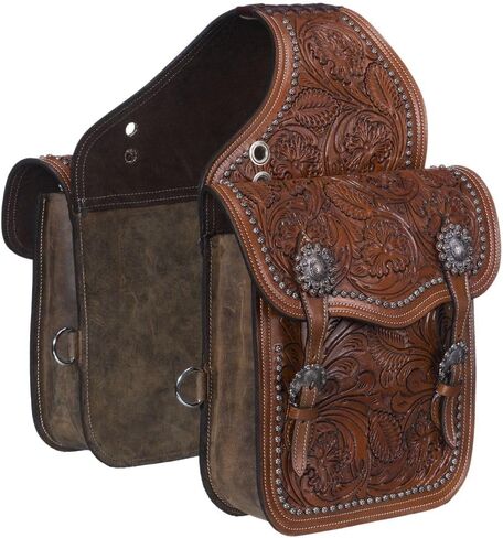 Tough 1 Saddle Bag Tooling Adjustable Buckle Leather Black 61-9915 in Saudi Arabia