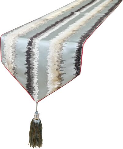HoliSelear Multi-Size Golden Yellow Stripes Luxury Exquisite Table Runner 108 Inches Long, 13 x 108, for Kitchen Tea/Coffee Table Dining Room Decoration Party Dresser in Saudi Arabia