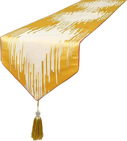 HoliSelear Multi-Size Golden Yellow Stripes Luxury Exquisite Table Runner 108 Inches Long, 13 x 108, for Kitchen Tea/Coffee Table Dining Room Decoration Party Dresser in Saudi Arabia