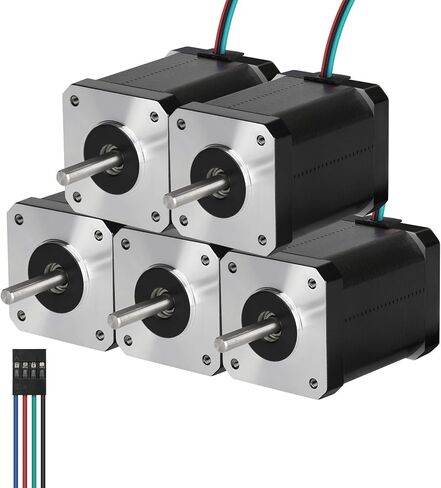 Nema 17 Stepper Motor 0.4 A-12V High Torque 290mNm(41.06oz.in）33mm 1.8 Deg Bipolar 2 Phase 4 Leadfor 3D Printer/DIY CNC/Digital Camera, 1.66x1.66x1.3inch in Kuwait