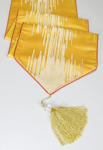 HoliSelear Multi-Size Golden Yellow Stripes Luxury Exquisite Table Runner 108 Inches Long, 13 x 108, for Kitchen Tea/Coffee Table Dining Room Decoration Party Dresser in Saudi Arabia