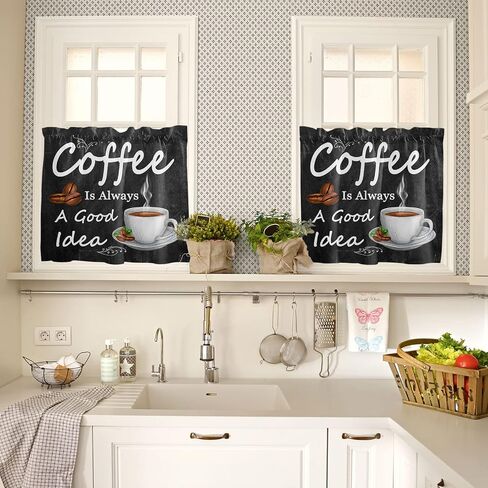 3-Piece Kitchen Curtains and Valances Set, Summer Lemon Moroccan Plaid Rod Pocket Soft Kitchen Curtain Set, Washable Kitchen Window Curtains Set, Tropical Green Leaves in Saudi Arabia