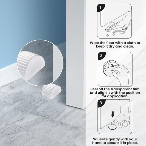 VIDELLY 4 Pcs Floor Door Stoppers, Self Adhesive Door Stop Bumpers, Clear Acrylic Buffers Protector of Door or Furniture, No Drilling Floor Door Stop for Office Home Hotel School in Saudi Arabia