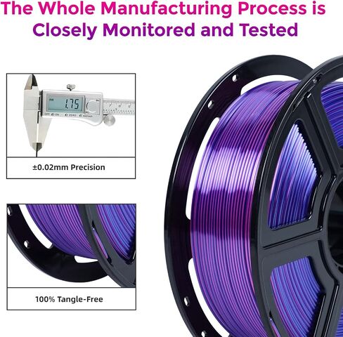 FLASHFORGE Silk PLA Filament 1.75 مم +/- 0.02 مم، متدرج ذهبي إلى أحمر، خيوط طباعة ثلاثية الأبعاد متغيرة الألوان بشكل سلس 1 كجم (2.2 رطل)، تناسب معظم طابعات FDM ثلاثية الأبعاد in Kuwait