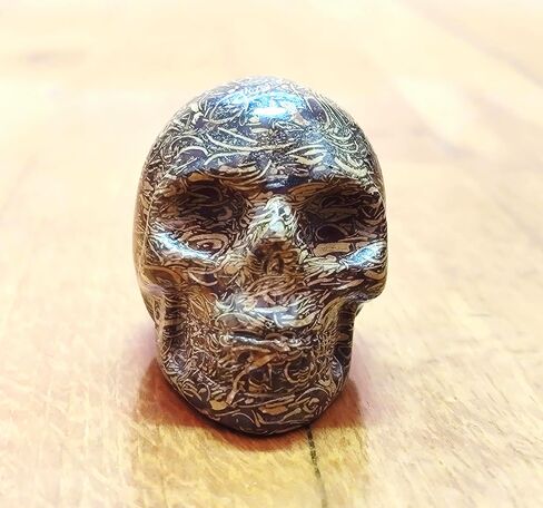 Carved Stone Skull 2" Golden, Carved Human Head. in Saudi Arabia