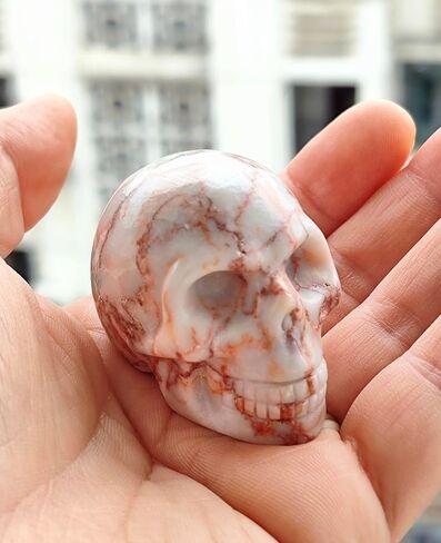 Carved Stone Skull 2" Golden, Carved Human Head. in Saudi Arabia