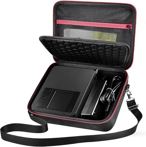 حافظة ALKOO متوافقة مع طابعة الصور اللاسلكية المدمجة Canon SELPHY CP1300/ CP1200/ CP1500 ومجموعة الحبر/الورق الملون - حقيبة تخزين منظمة فقط (أسود بالكامل) in Saudi Arabia
