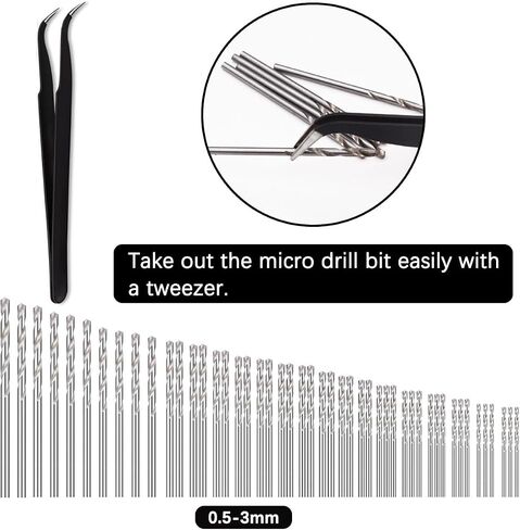 60PCS Vise Hand Drill Bits Set,Include Pin Vise Hand Drill,10PCS PCB Mini Drill Bits(0.3-1.2mm),48 Pieces Micro Twist Drill Bits(0.5-3mm) and Elbow Tweezers,for Resin,Jewelry Making O-061 in Saudi Arabia