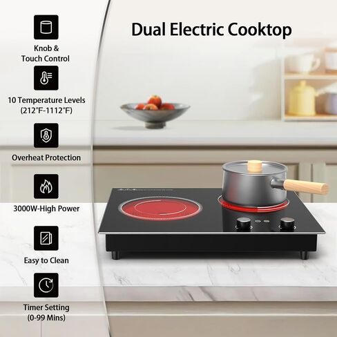 Induction Cooktop Single Burner, 1800W 110V Induction Burner, Portable Electric Cooktop, Electric Stove Top with 24 Hous Preset, Multiple Power Levels, 4 Hours Timer, Safety Lock in Saudi Arabia