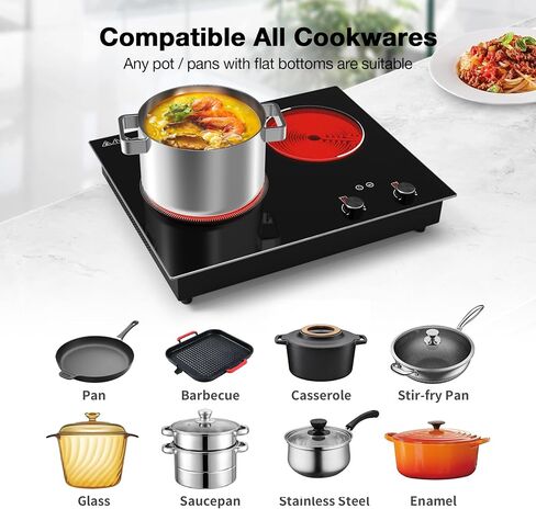 Induction Cooktop Single Burner, 1800W 110V Induction Burner, Portable Electric Cooktop, Electric Stove Top with 24 Hous Preset, Multiple Power Levels, 4 Hours Timer, Safety Lock in Saudi Arabia