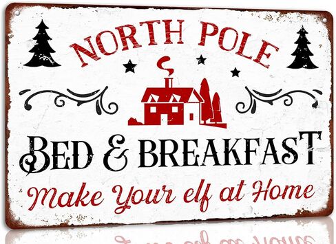 North Pole Hot Chocolate Christmas Metal Tin Sign Christmas Decor Wall Art for Home Cafe Kitchen Farmhouse Winter Retro Wall Decor Plaque 8x12 Inch in Saudi Arabia