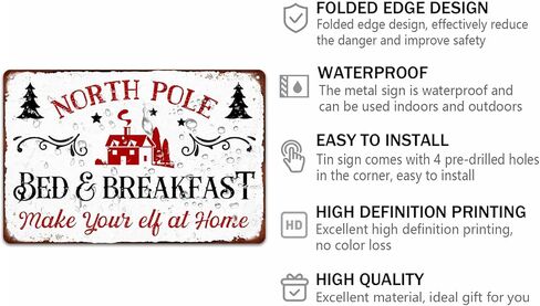 North Pole Hot Chocolate Christmas Metal Tin Sign Christmas Decor Wall Art for Home Cafe Kitchen Farmhouse Winter Retro Wall Decor Plaque 8x12 Inch in Saudi Arabia