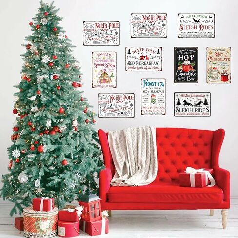 North Pole Hot Chocolate Christmas Metal Tin Sign Christmas Decor Wall Art for Home Cafe Kitchen Farmhouse Winter Retro Wall Decor Plaque 8x12 Inch in Saudi Arabia