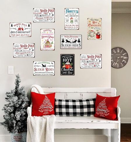 North Pole Hot Chocolate Christmas Metal Tin Sign Christmas Decor Wall Art for Home Cafe Kitchen Farmhouse Winter Retro Wall Decor Plaque 8x12 Inch in Saudi Arabia