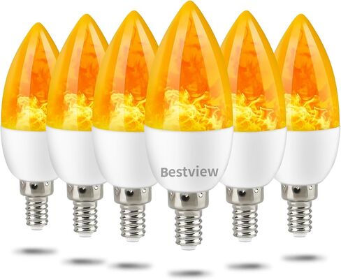 Bestview Flickering Light Bulbs,3 Modes Led Flame Effect Light Bulbs, Smart E26/E27 Chandelier Base Candle Fire Light Bulb for Halloween, Christmas,Party, Porch, Indoor&Outdoor Home Decoration-6 Pack in Saudi Arabia