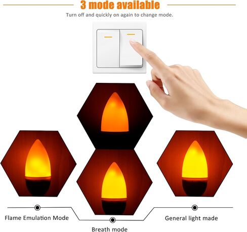 Bestview Flickering Light Bulbs,3 Modes Led Flame Effect Light Bulbs, Smart E26/E27 Chandelier Base Candle Fire Light Bulb for Halloween, Christmas,Party, Porch, Indoor&Outdoor Home Decoration-6 Pack in Saudi Arabia