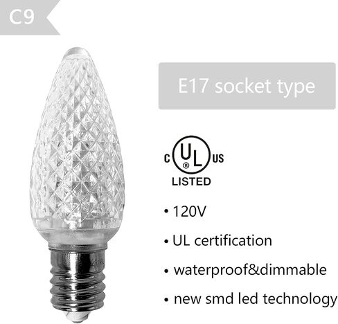 UL Listed Box of 25 C9 Led Replacement Bulbs,3 SMD LEDs in Each C9 E17 Dimmable Lights Bulb for Outdoor String Lights,Full Waterproof and Break Resistant (Purple) in Saudi Arabia