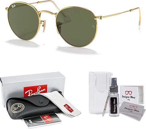 نظارات شمسية مستديرة من Ray-Ban RB3447N للرجال + حزمة مع مجموعة نظارات مجانية من Designer iWear in Saudi Arabia