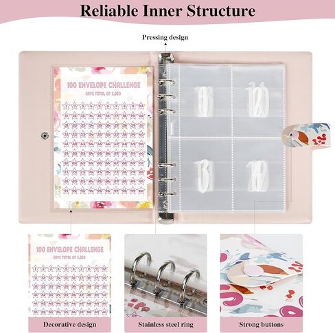 Hiwhy 100 مغلف تحدي التوفير، مجلد الميزانية للتخطيط وتوفير 5050 دولارًا، مخطط التوفير اليومي، طريقة سهلة وممتعة لتوفير 5050 دولارًا، أوراق الشجر in Kuwait