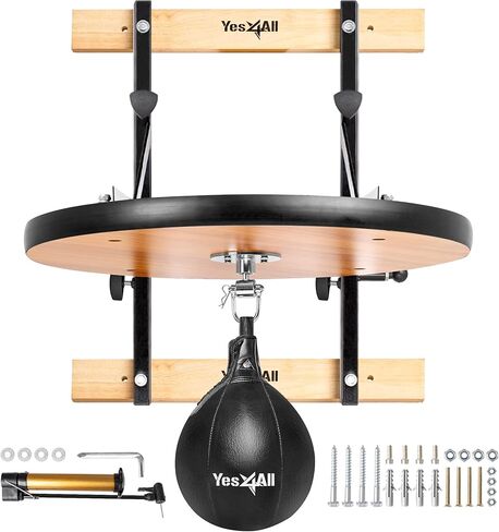 Yes4All 24 inches Adjustable Speed Bag Platform with 2 Speed Balls, Wall Mount Punching Bag Boxing Training Full Kit in Saudi Arabia
