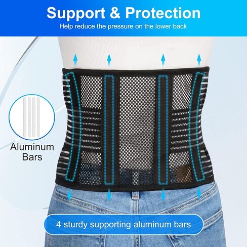 supregear Lower Back Brace, Adjustable Breathable Back Brace for Lower Back Belt Waist Lumbar Support for Men Women Back Pain, Herniated Disc, Sciatica, Scoliosis (Black, L) in Saudi Arabia