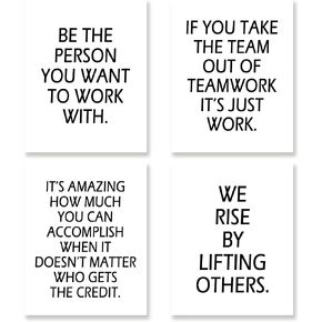 KSDUT Office Wall Decor Art Set of 4 - Inspirational Quote Artwork Poster Prints Team Work Motivational Wall Decor for Home Cubicle Workplace Decorations - 8"x10" Unframed