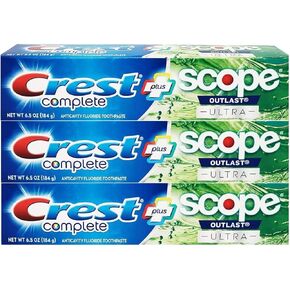 Crest Complete Whitening Plus Scope Outlast Ultra Toothpaste 6.5 oz (184g) - Pack of 3