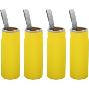 PATIKIL 65mmx180mm Water Bottle Sleeve, 4 Pack Neoprene Insulated Bottle Bag Holder Carrier Pouch with Finger Strap, Red