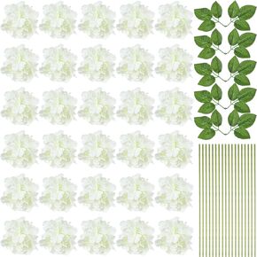 30 Sets Silk Hydrangea Flowers Party Artificial Hydrangea Flowers Faux Hydrangea Flowers Hydrangea Flower Decorations with Stems and Leaves for Wedding Birthday Holiday Bedroom Home Decor (Blue)