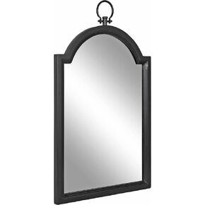 Kate and Laurel Ohara Traditional Farmhouse Arch Wall Mirror with Round Ornament and Stepped Profile for Classic Home Decor, 18x30, Black