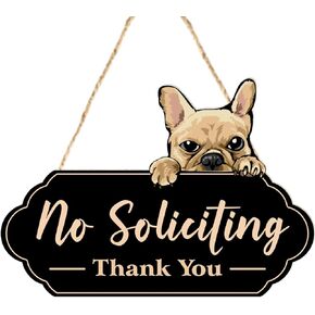 Funny No Soliciting Front Door Sign,Cute Dog No Soliciting Hanging Door Sign Wooden Wall Art Sign for Pet Lover Home Pet Shop Decor,Pet Sign Wall Decor,Dog Lover Gift