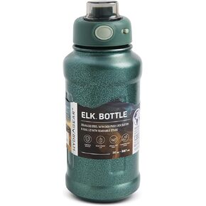 Elk Stainless Steel Bottle with Easy-Push Lock Button and Dual Lid with Removable Straw - 30 Oz - Rustic Ocean