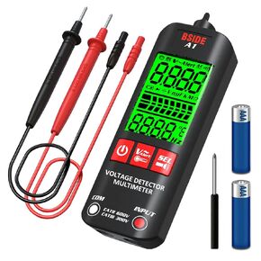 BSIDE A1 Smart Digital Multimeter Electrical Tester Pocket Voltage Tester 3 Results Display Auto Range Non Contact Voltage Detector Triple Buzzer Adjustable Sensitivity Continuity Tester with Case