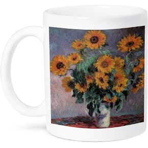 3dRose Sunflowers By Claude Monet Impressionist Still Life Mug, 15 oz, Ceramic