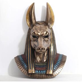 Veronese 14 Inch Anubis Egyptian God Bust Wall Plaque Cold Cast Resin Antique Bronze Finish