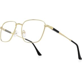 Classic Square Reading Glasses for Men Women Light Blocking Computer Readers Spring Hinge Metal Frame Acetate Legs
